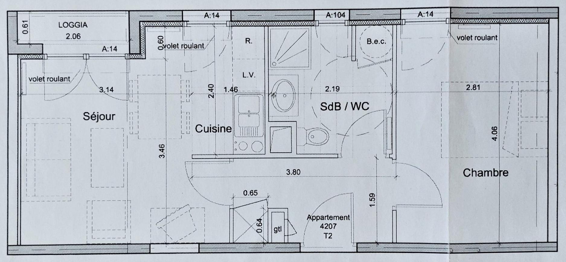 Appartement 2 pièces 37 m² Trignac