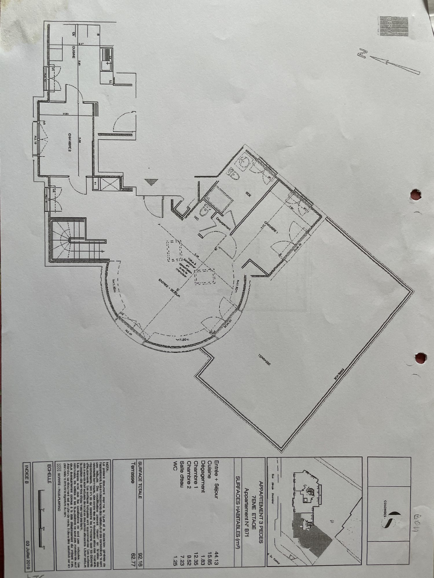 Appartement a louer  - 3 pièce(s) - 92 m2 - Surfyn