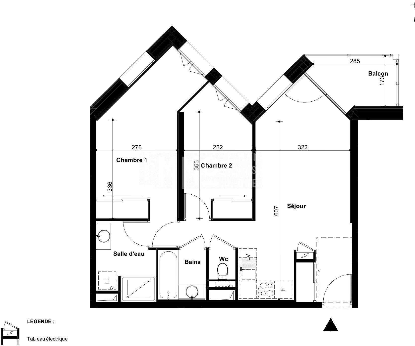 Appartement 3 pièces 59 m²