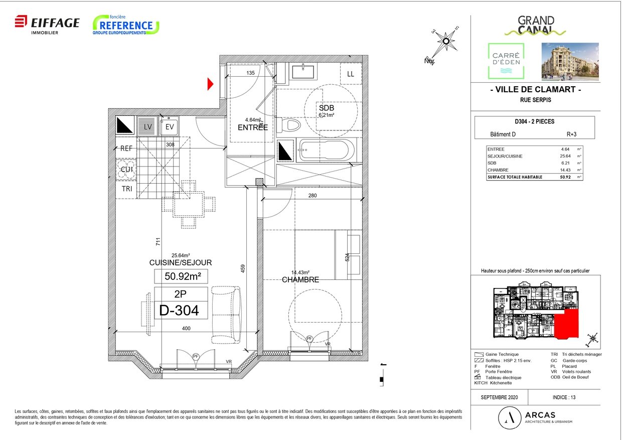 Appartement a louer clamart - 2 pièce(s) - 50.92 m2 - Surfyn