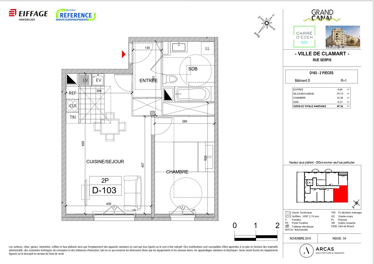 Appartement a louer clamart - 2 pièce(s) - 49.36 m2 - Surfyn