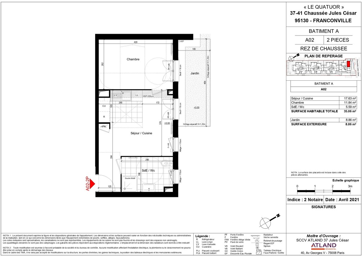 Appartement a louer franconville - 2 pièce(s) - 35.06 m2 - Surfyn