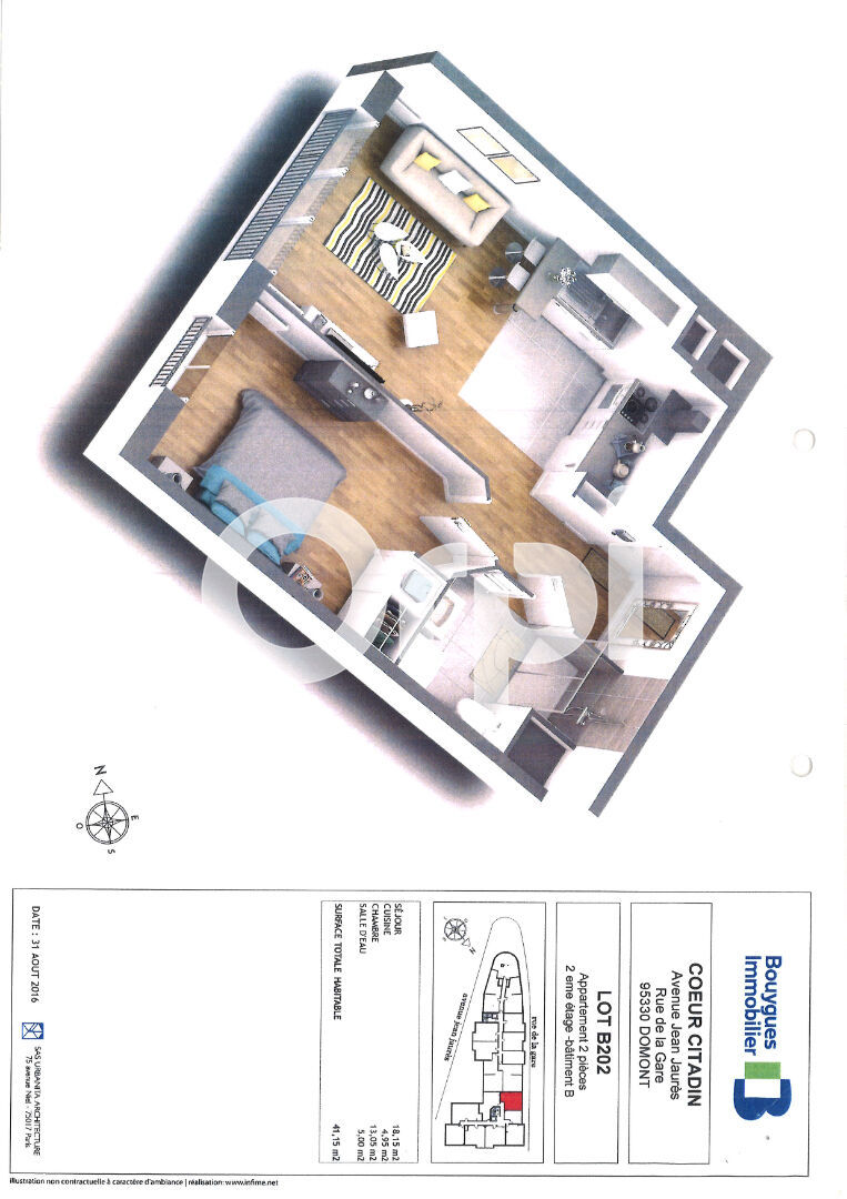 Appartement a louer domont - 2 pièce(s) - 41.15 m2 - Surfyn