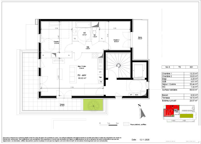 Appartement 3 pièces 66 m² Seyssins