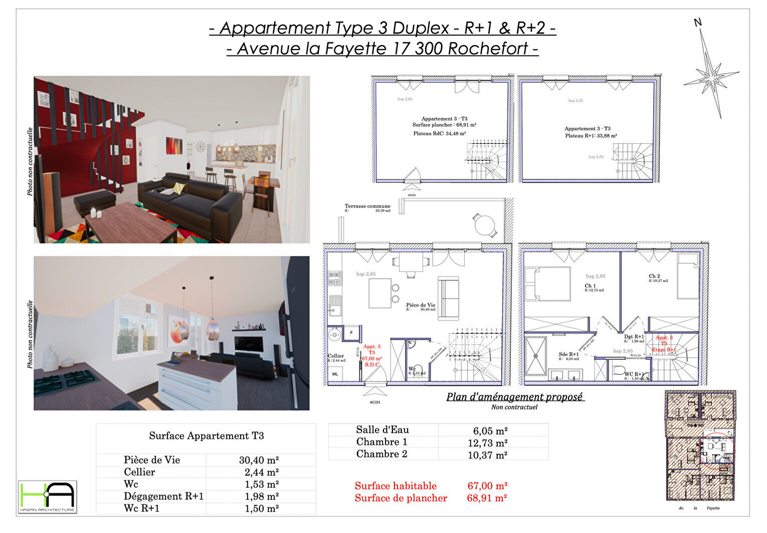 Appartement 3 pièces 67 m² Rochefort