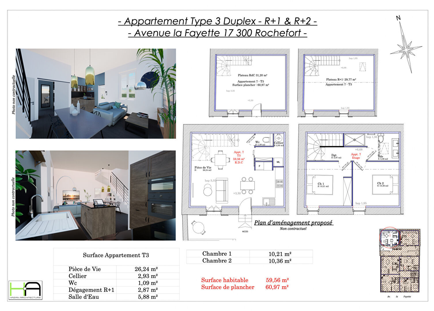 Appartement 3 pièces 57 m² Rochefort