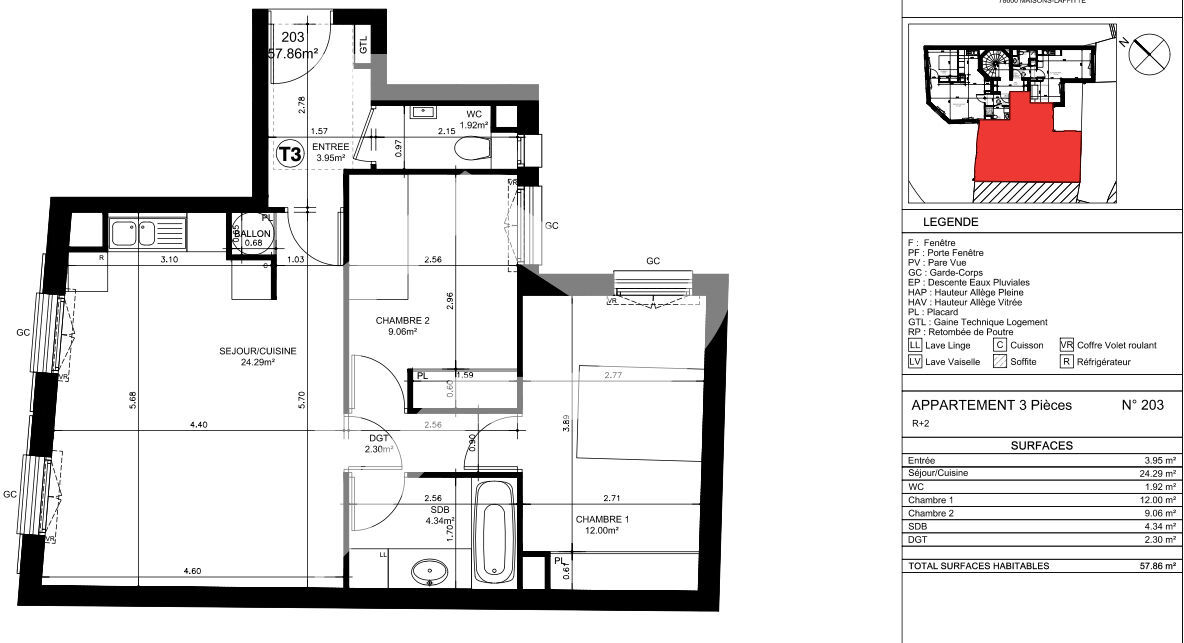 Appartement 3 pièces 57 m² Maisons-Laffitte