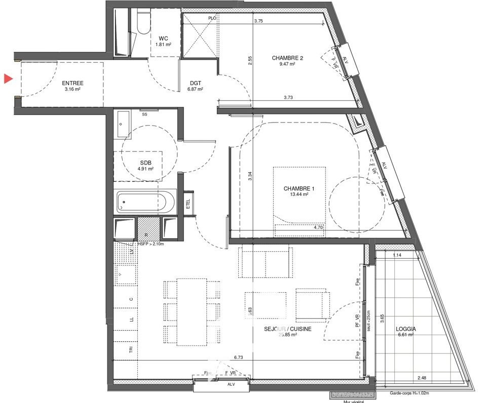 Appartement a louer bagneux - 3 pièce(s) - 66 m2 - Surfyn