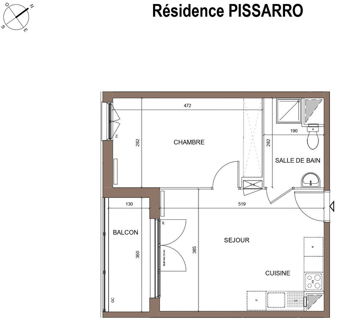 Appartement 2 pièces 41 m² Pontoise