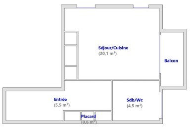 Appartement a vendre  - 1 pièce(s) - 30.7 m2 - Surfyn